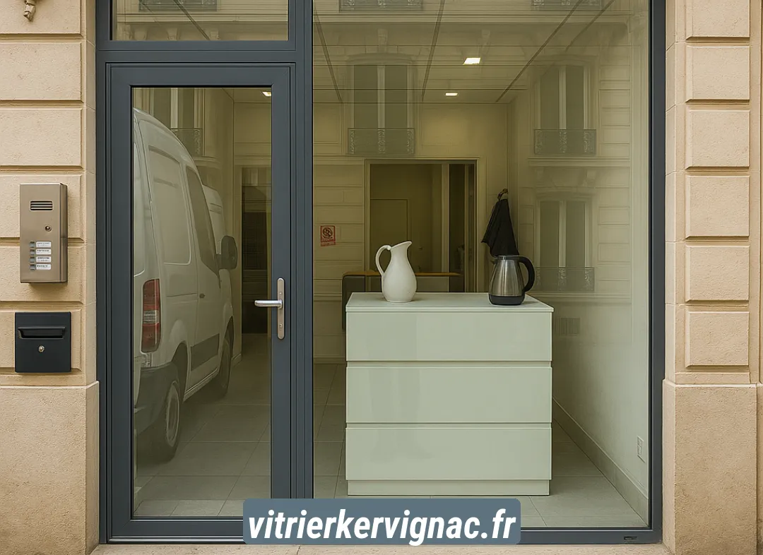 Façade vitrine de magasin en aluminium sur mesure à Kervignac
